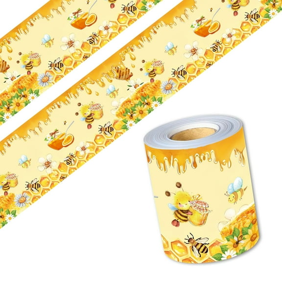 Summer Bee Bulletin Board Borders 36Ft Borders Yellow Bee Honeycomb Border Die-Cut Wall Window Door Decor