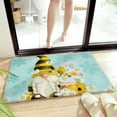 Summer Bee Gnome Honey Daisy Floral Teal Quick Dry Bathroom Rugs Non