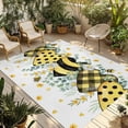 thumbnail image 1 of Summer Bee Love Outdoor Rug for Patio/Deck/Porch, Non-Slip Large Area Rug 5 x 8 Ft, Daisy Floral Eucalyptus Leaves Rustic Indoor Outdoor Rugs Washable Area Rugs, Reversible Camping Rug Carpet Runner, 1 of 8