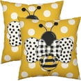 thumbnail image 1 of Summer Bee Pillow Covers 18x18 Inch Set of 2 Bumble Bee Polka Dots Outdoor Pillows Cases Yellow Honey Bee Farmhouse Decorative Throw Cushion Case for Sofa Chair Patio Bed Couch, 1 of 6