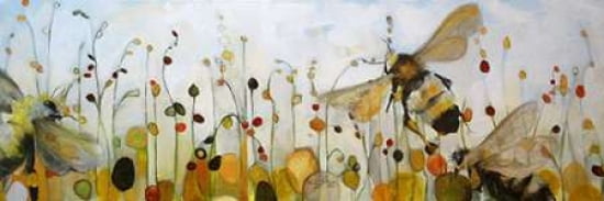 Summer Bees Canvas Art - Britt Freda (12 x 36)