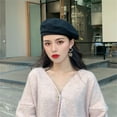 thumbnail image 1 of Summer Beret with Ribbon | Lightweight Hat for Women, Spring & Artistic Fashion Under 5$, Hontri Beret Women's Summer Thin Edition British Retro , Black, One Size, 1 of 6