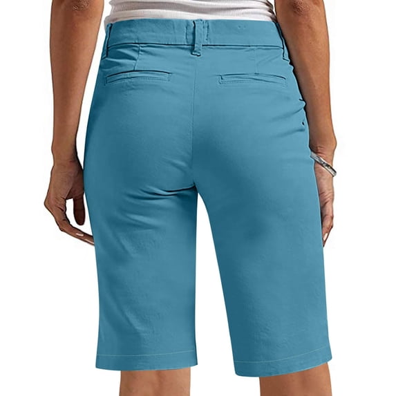 Summer Bermuda Shorts for Women Knee Length Golf Shorts Trendy Casual 2026 High Waisted Vacation Stretch Pants Sky Blue S