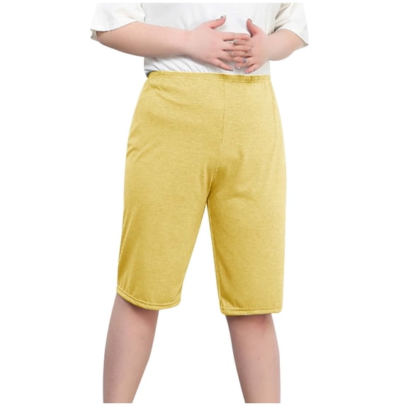 Summer Bermuda Shorts for Women Trendy Women's Casual Fashion Solid Color Shorts Thin Loose Large Size Home for Sports Pants New Yellow 7Xl