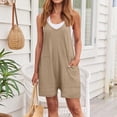 thumbnail image 1 of Summer Bermuda Shorts for Women Trendy Womens Fashion Summer Solid Casual Sleeveless Suspender Short Jumpsuit Khaki Xxl, 1 of 8