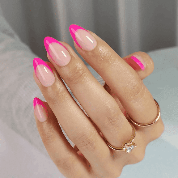 Summer Berry French Almond Nails - Press On Nails | Long Lasting & Reusable