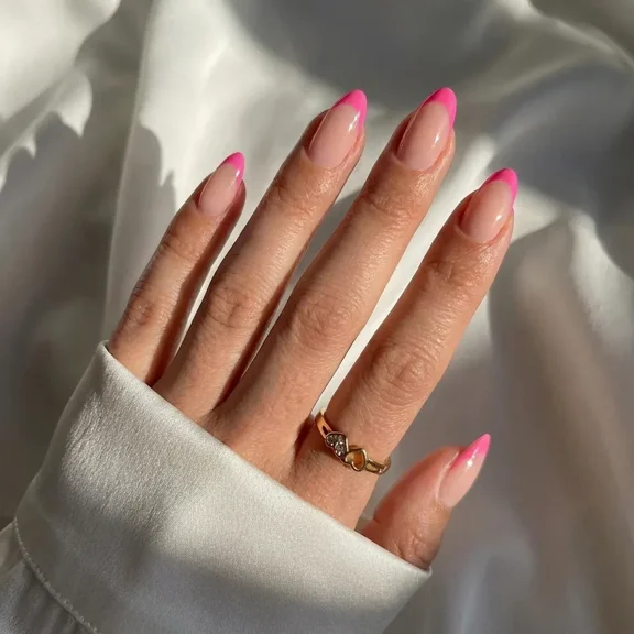 Summer Berry French Almond Nails - Press On Nails | Long Lasting & Reusable