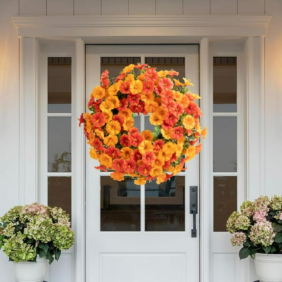 Summer Berry Wreath Festival Rattan Door Hanging Leaf Rattan Decorative Pendant Orange