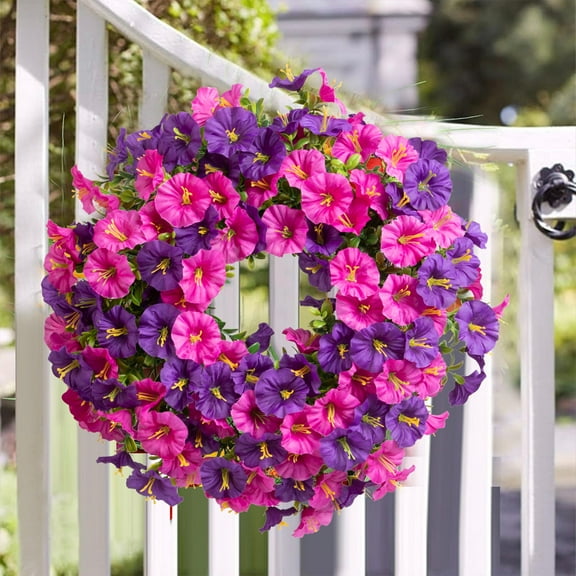 Summer Berry Wreath Festival Rattan Door Hanging Leaf Rattan Decorative Pendant Purple