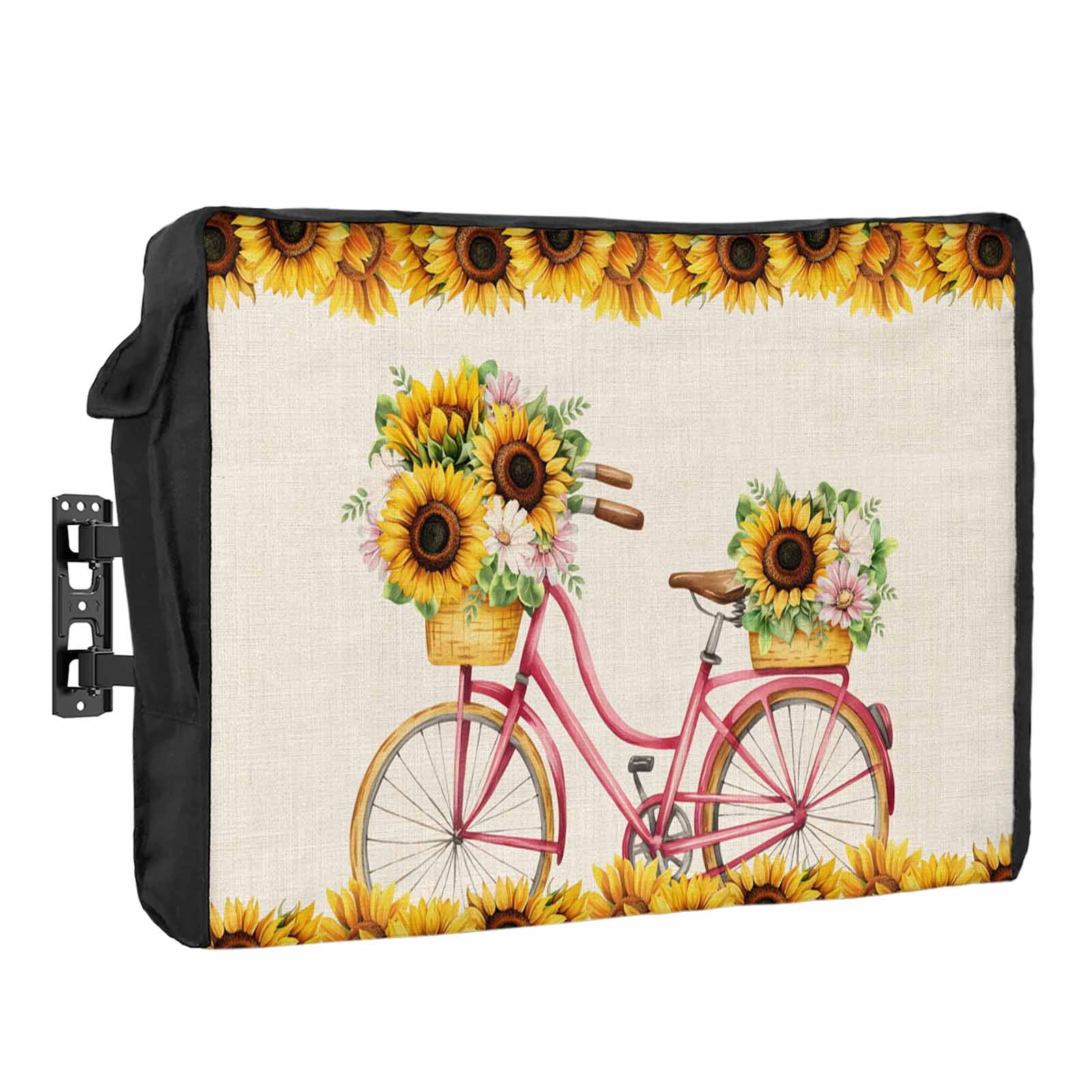Summer Bicycle Sunflower Waterproof Outdoor TV Cover, Country Farm ...