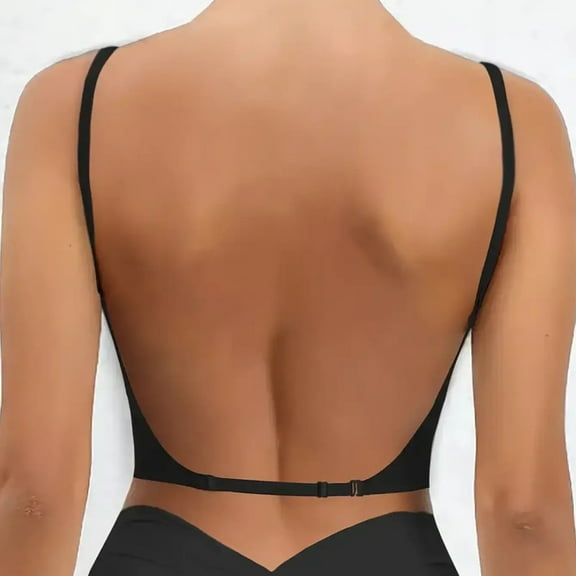 Summer Big U Backless Bra, Summer Big U Backless Bra, Gathered In Various Ways, Breathable, Extra Wide Adjustable Straps, Black L, Size S-XXL