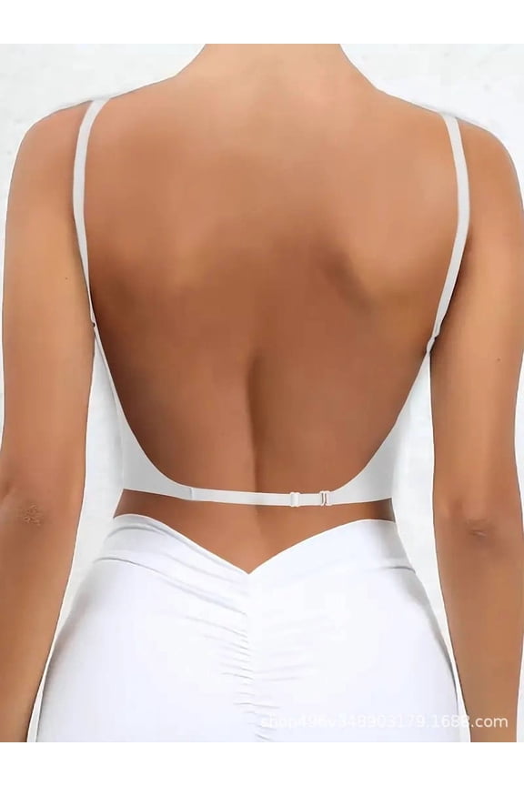 Summer Big U Backless Bra, Summer Big U Backless Bra, Gathered In Various Ways, Breathable, Extra Wide Adjustable Straps, White S, Size S-XXL