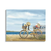 Summer Bike Beach Day Waves Coastal Painting Gallery Wrapped Canvas Print Wall Art