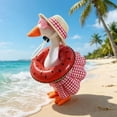 thumbnail image 1 of Summer Bikini Desk Goose Outfits, 7 Inch Mini Desktop Goose Clothes with Straw Hat, Sunglasses and Swim Ring, for Magnetic Geese Party Table Decor, 1 of 8