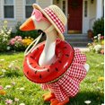 thumbnail image 1 of Summer Bikini Goose Outfit for 7 Inch Desktop Goose, Mini Beach Costume Set with Straw Hat Sunglasses Swim Ring, Cute Holiday Accessories, 1 of 7