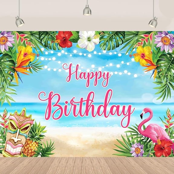 Summer Birthday Backdrop Summer Tropical Photography Background Hawaii Beach Summer Birthday Backdrop Party Decorations Banner Props 7x5FT