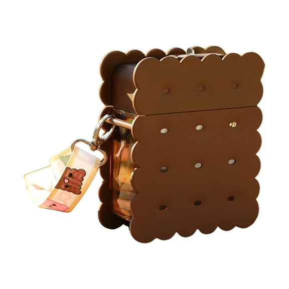 Summer Biscuits Shape Water Bottle With Straw Sport Plastic Portable Square Drinking Bottle For Ladies Girls Cute Juice Tea Water Cups (13oz)