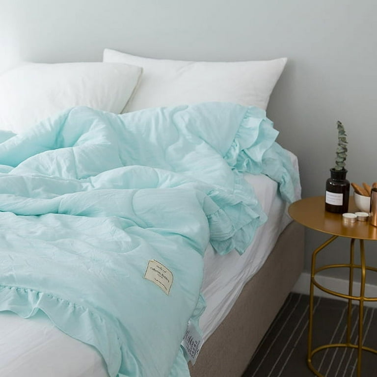 Summer Blanket Cool Blanket Korean Style Ruffled Spring Autumn Solid Color Air Conditioning Blanket Cool Duvet Sheet JIANGLANG Walmart