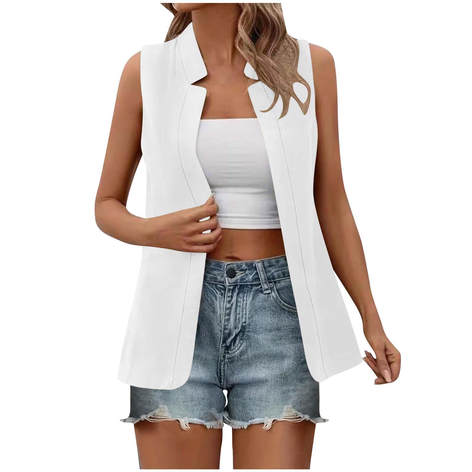 Wjnvfioo Women's Suit Vest Formal Sleeveless Jacket Casual
