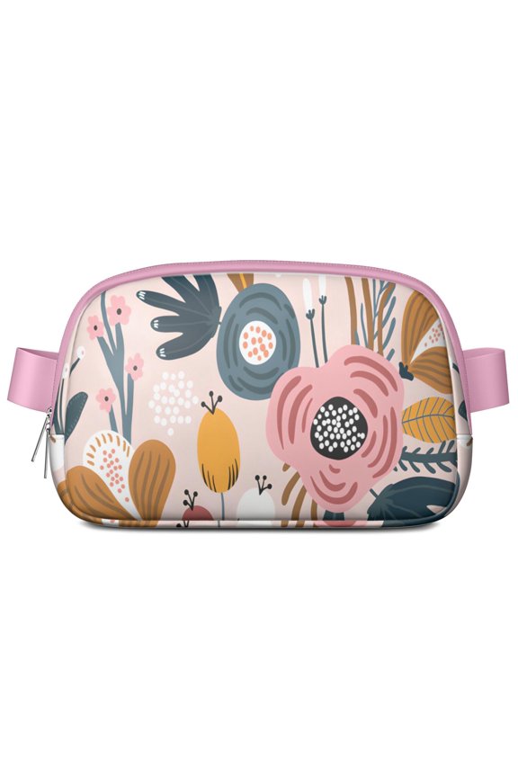 Summer Bloom Fanny Pack – Watercolor Floral Waist Bag with Romantic Peony & Tropical Leaves for Women