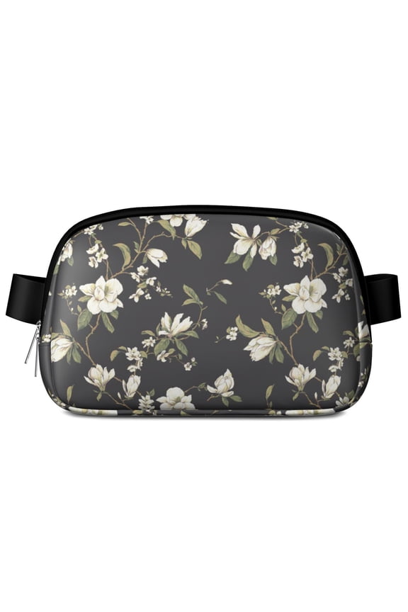Summer Bloom Fanny Pack – Watercolor Floral Waist Bag with Romantic Peony & Tropical Leaves for Women