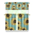 thumbnail image 1 of Summer Bloom Sunflower Kitchen Curtains - Boho 3-PC Set with Valance, Semi-Sheer Fabric, 1 of 5