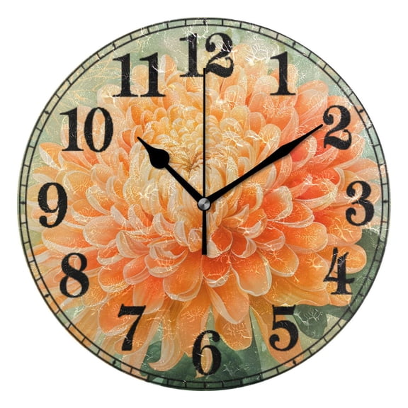 Summer Blooming Flower Silent Wall Clock 10" Non-Ticking Battery Clock