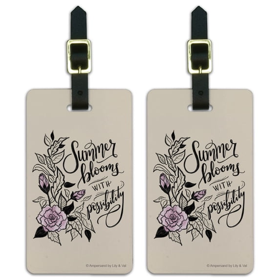Summer Blooms with Possibility Luggage ID Tags Suitcase Carry-On Cards - Set of 2