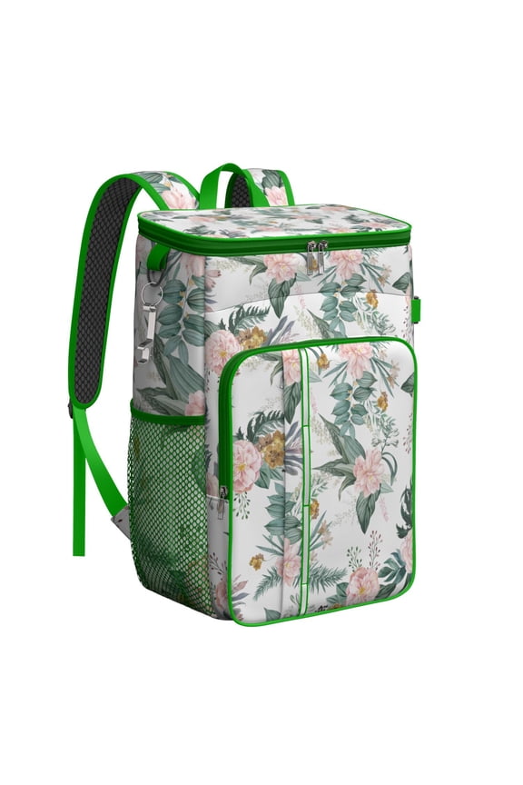 Summer Blossom and Butterfly Pattern Backpack Cooler, Waterproof Botanical Lunch Bag with Bright Colorful Design, Perfect for Women, Hiking, Office