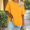 thumbnail image 1 of Summer Blouses Fashion Sawvnm Women's Plus Size Round Neck Short Sleeved Spring/Summer Basic Shirt T-Shirt Top Gifts for Women Yellow XL, 1 of 6