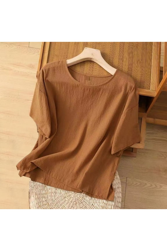 Summer Blouses for Teens Womens Short Sleeve Shirts Tops Casual Cotton Plain T Shirts Unisex Plus Size Blouses for Women Summer My Reorder List