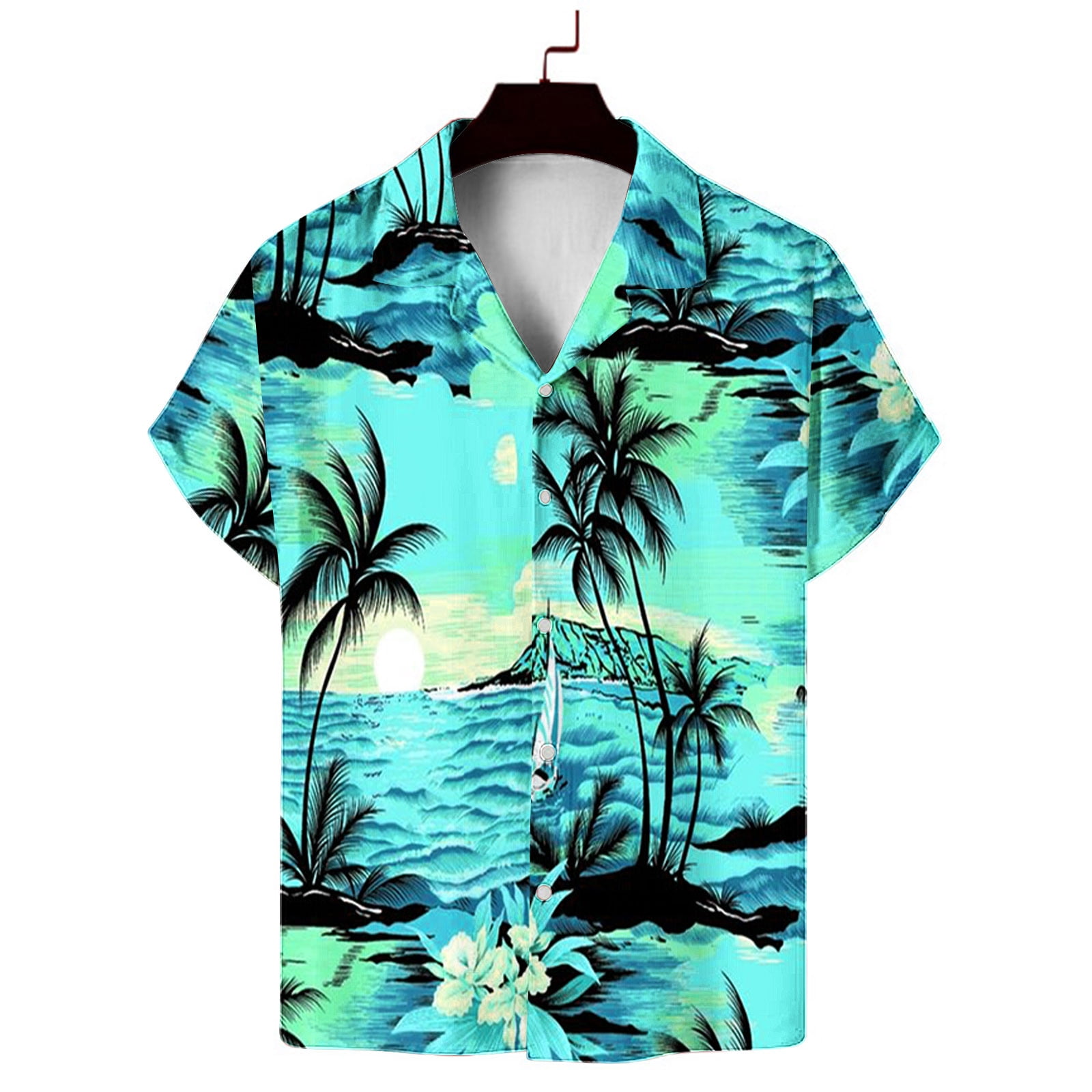 Summer Blouses Vintage Shirts Mens V Neck Shirts Men Beach Wear Button ...
