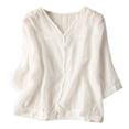 thumbnail image 1 of Summer Blouses for Women 2024 Trendy,Women's Plus Size Cotton Linen Casual Loose Tunic Top Breathable & Comfortable Boho Blouse,Shirts for Women(Size:M), 1 of 5