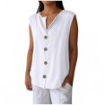 thumbnail image 1 of Summer Blouses for Women Dressy Casual Plus Size Solid Color V-Neck Button Sleeveless, 1 of 5