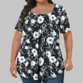 thumbnail image 1 of Summer Blouses for Women Plus Size Floral Tunic Short Sleeve Square Neck Loose Fit Ruffle Tunic Tops ,L-5XL, 1 of 4