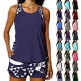 thumbnail image 1 of Summer Blouson Tankini Swimsuits for Women Tummy Control Two Piece Bathing Suits with Sporty Pockets Swim Shorts, 1 of 8