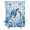 thumbnail image 1 of Summer Blue Bathroom Shower Curtain, Sea Turtles Jellyfish Corals Marine Life Coastal Waterproof Washable Soft Bath Curtain for Bathtub Decor with 12 Hooks&Grommet, 72x72 Inch, 1 of 9