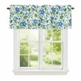 thumbnail image 1 of Summer Blue Flower Window Valance for Kitchen, Country Watercolor Floral Green Leaf Rod Pocket Short Curtain for Small Windows, Light Filtering Decorative Valance, 60 x 18 Inch, 1 Panel, 1 of 9
