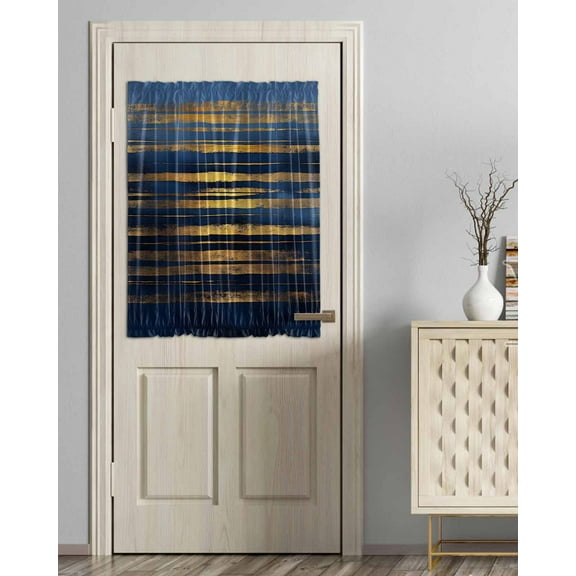 Summer Blue Gold Blackout Curtains French Door Curtains for Door Window, Modern Coastal Ocean Wave Privacy Drapery for Patio/Sidelight Doors, 1 Panel with Tieback, 54 x 40 Inches