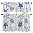 thumbnail image 1 of Summer Blue Khaki Starfish Kitchen Curtains Valances and Tiers Set of 3 Coastal Ocean Coral Tier Curtains and Valance with Rod Pocket for Small Windows, 27.5"x36", 1 of 9