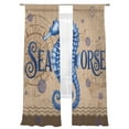 thumbnail image 1 of Summer Blue Ocean Seahorse Sheer Curtains 96 Inch Long 2 Panels, Nautical Vintage Sea Wave Compass Sailboat Light Filtering Rod Pocket Curtains, Sheer Voile Drapes for Living Room Bedroom, 52"x96", 1 of 8