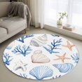 thumbnail image 1 of Summer Blue Round Area Rugs 3 ft, Shell Coral Starfish Marine Life Coastal Washable Small Area Rug with Non-Slip Sturdy Edge Binding Round Front Door Mat Floor Carpet for Entryway, 1 of 9