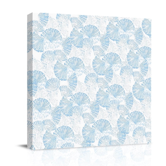 Summer Blue Sea Shell Canvas Wall Art for Living Room, Nautical Coastal Abstract Ocean Seashell Poster Print Painting for Bedroom Office Home Decoration Wall Pictures Prepare To Hang 8"x8"