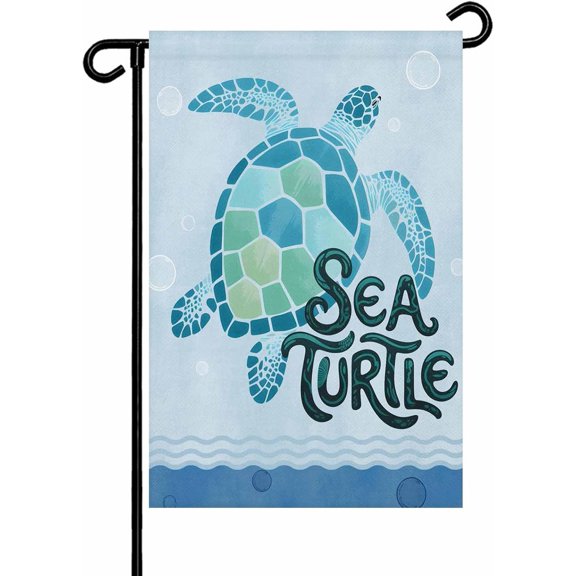 Summer Blue Sea Turtle Garden Flag 12x18 Inch Nautical Watercolor Ocean Waves Bubble Double Sided Yard Flags for Outdoor Decoration Welcome Flag Outside Holiday Home Garden Porch lawn Patio Sign
