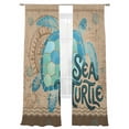 thumbnail image 1 of Summer Blue Sea Turtle Sheer Curtains 2 Panels Set Nautical Vintage Ocean Wave Compass Linen Sheer Window Curtains Light Filtering Rod Pocket Voile Drapes for Bedroom Living Room 52"X84", 1 of 8