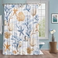 thumbnail image 1 of Summer Blue Shower Curtains for Bathroom, Yellow Coral Shell Starfish Ocean Marine Life Washable Fabric Shower Curtain with Hooks Waterproof Bathroom Decor Sets, 36 x 72 Inches, 1 of 9