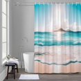 thumbnail image 1 of Summer Blue Sky Shower Curtain for Bathroom Decor, Modern Style Ocean Beach Wave Waterproof Fabric Shower Curtain, 36"x78" Set with 12 Hooks, 1 of 9
