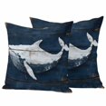 thumbnail image 1 of Summer Blue Whale Outdoor Waterproof Pillow Covers, Coastal Ocean Vintage Wooden Grain Decorative Square Throw Pillowcase Sofa Cushion Sham for Patio/Couch/Chair, 16"x16" 2 Pack, 1 of 8