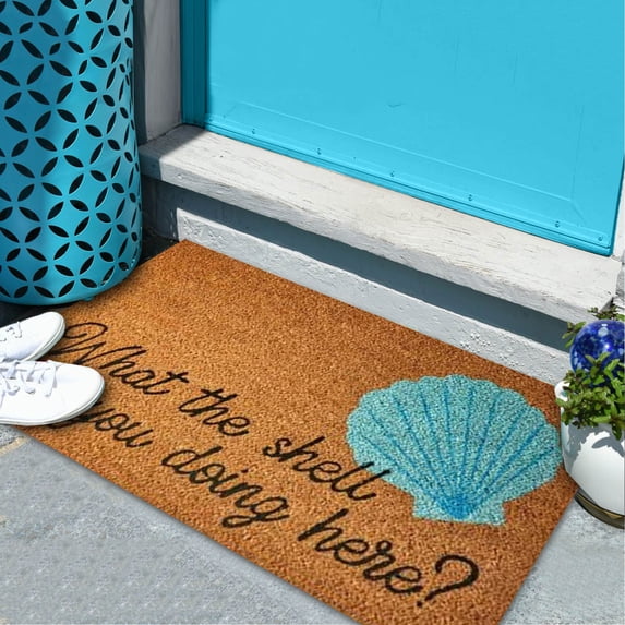 Summer Blue What The Shhell Doormat What The Are You Doing Here Funny Cute Doormat Door Mat Welcome Doormat Funny Doormat Home Door Mat Home Decor