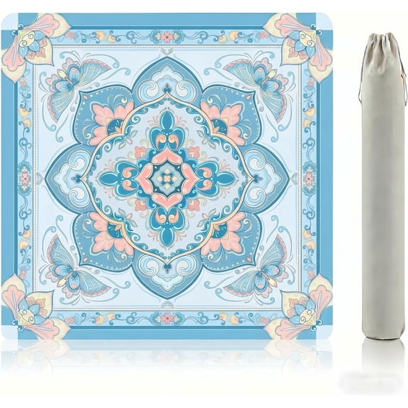 Summer Blue and Yellow Lemon Mahjong Mat 31.5x31.5 Inch Italian Lemon And Mah